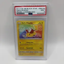 2017 Pokemon SM Black Star Promo SM108 Ash's Pikachu I Choose You! PSA 9 - Image 1