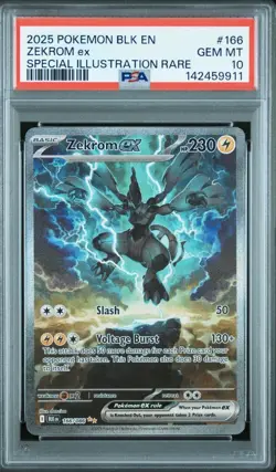 2025 Pokemon BLK Black Bolt Zekrom EX Special Illustration Rare PSA 10 #166 SIR - Image 1