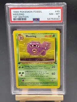 Weezing smogogo 45/62 Carte Pokemon Card Wizards Fossile 1st ed PSA 8 ! - Image 1