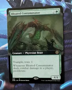 MTG *EXTENDED ART *Phyrexia: All will be One Rare BLOATED CONTAMINATOR NM - Image 1