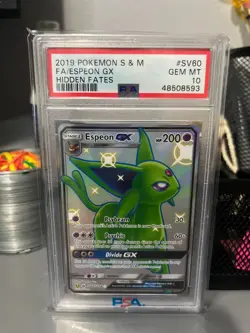 2019 POKEMON SUN & MOON HIDDEN FATES #SV60 FULL ART/ESPEON GX PSA 10 - Image 1