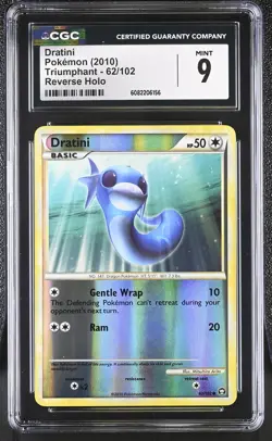 CGC 9 MINT Dratini 2010 Triumphant 62/102 Reverse Holo Pokemon Card - Image 1