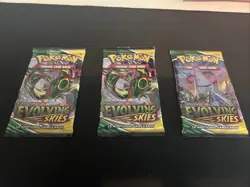 3-Pack Lot, Pokemon Evolving Skies Sleeved Booster Pack | Factory Sealed - Image 1