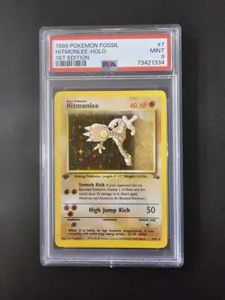 1999 Pokemon Fossil 1st Edition Hitmonlee 7/62 Holo PSA 9 - Image 1