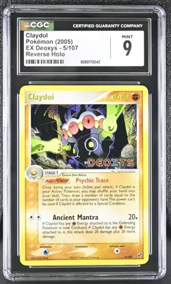 CGC 9 MINT Claydol 2005 EX Deoxys 5/107 Reverse Holo Stamped Pokemon Card - Image 1