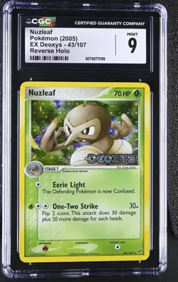 CGC 9 MINT Nuzleaf 2005 EX Deoxys 43/107 Reverse Holo STAMPED Pokemon Card - Image 1