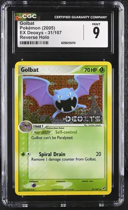 CGC 9 MINT Golbat 2005 EX Deoxys 31/107 Reverse Holo Stamped Pokemon Card - Image 1