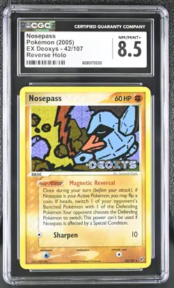 CGC 8.5 Nosepass 2005 EX Deoxys 42/107 Reverse Holo Stamped Pokemon Card - Image 1