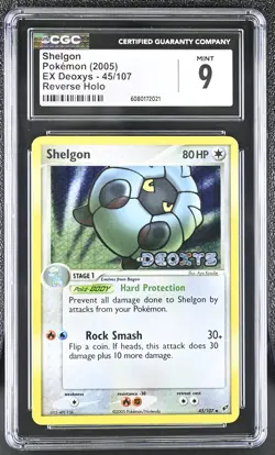 CGC 9 MINT Shelgon 2005 EX Deoxys 45/107 Reverse Holo Stamped Pokemon Card - Image 1