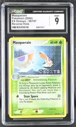 CGC 9 MINT Masquerain 2005 EX Deoxys 39/107 Reverse Holo Stamped Pokemon Card - Image 1