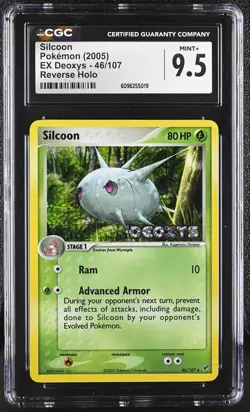 CGC 9.5 MINT+ Silcoon 2005 EX Deoxys 46/107 Reverse Holo Stamped Pokemon Card - Image 1