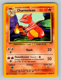 Charmeleon 024/102 Uncommon Base Set LP - NM Pokemon TCG - Image 1