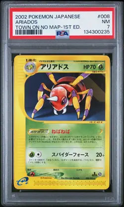 2002 POKEMON JPN THE TOWN ON NO MAP 1ST ED #008 ARIADOS PSA 7 - Image 1