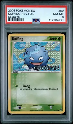 2005 POKEMON EX DEOXYS #62 KOFFING-REVERSE FOIL PSA 8 - Image 1