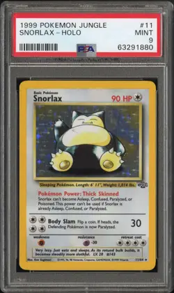 PSA 9 Snorlax #11 1999 Pokemon Jungle Holo - Image 1