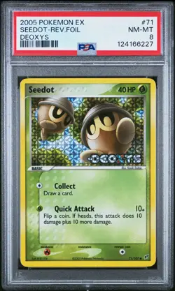 2005 POKEMON EX DEOXYS #71 SEEDOT-REVERSE FOIL PSA 8 - Image 1