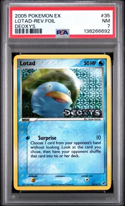 2005 POKEMON EX DEOXYS #35 LOTAD-REVERSE FOIL PSA 7 - Image 1