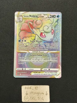 Pokemon Silver Tempest - Alolan Vulpix Vstar - 197/195 - Rainbow Full Art - MINT - Image 1