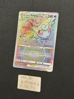 Pokemon Silver Tempest - Alolan Vulpix Vstar - 197/195 - Rainbow Full Art - MINT - Image 4