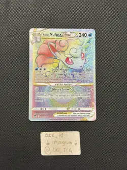 Pokemon Silver Tempest - Alolan Vulpix Vstar - 197/195 - Rainbow Full Art - MINT - Image 5