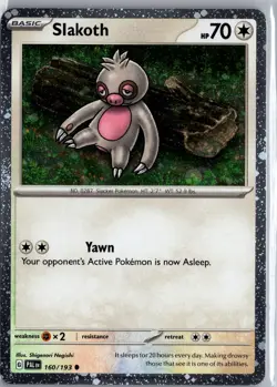 Pokemon Slakoth (Cosmos Holo) Paldea Evolved Promo #160/193 - Image 1