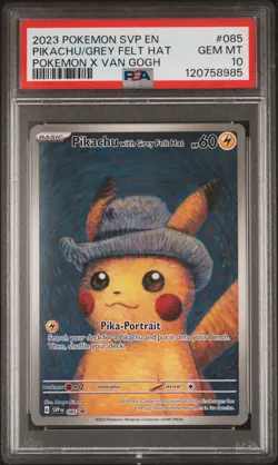 2023 POKEMON SVP EN-SV BLACK STAR PROMO #085 PIKACHU WITH GREY FELT HAT PSA 10 - Image 1