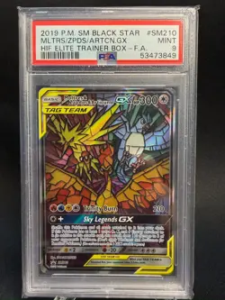 PSA 9 2019 Pokemon Moltres & Zapdos & Articuno GX ETB Full Art #SM210 - Image 1