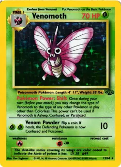 Pokemon TCG Venomoth Jungle 13/64 Holo Unlimited Holo Rare LP - Image 1