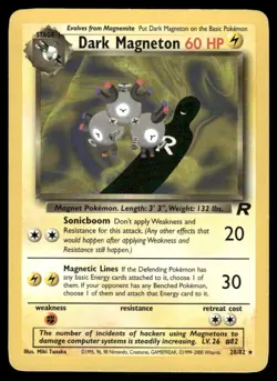 Pokemon Cards Dark Magneton 28/82 UNLIMITED Team Rocket WOTC Rare MP - Image 1