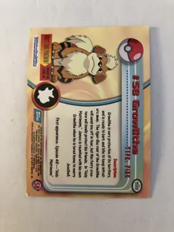 Pokemon Card Topps 58 Growlithe Silver Foil Blue Label 1999 - Image 2