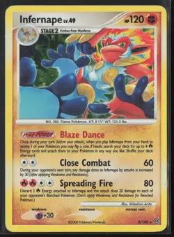 Infernape 3/100 D&P Stormfront Pokemon Card Holo Foil Rare HP - Image 1