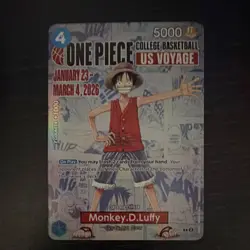 One Piece CCG Monkey.D.Luffy US Voyage Character Card 5000 Power Counter +1000 - Image 1