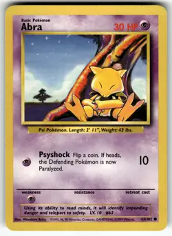 Abra 043/102 Base Set LP Pokemon Card TCG - Image 1