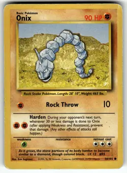 Onix 056/102 Base Set MP Pokemon Card TCG - Image 1