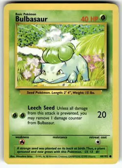 Bulbasaur 044/102 Base Set LP Pokemon Card TCG - Image 1