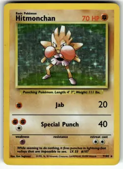 Hitmonchan 007/102 Base Set MP+ Pokemon Card TCG - Image 1
