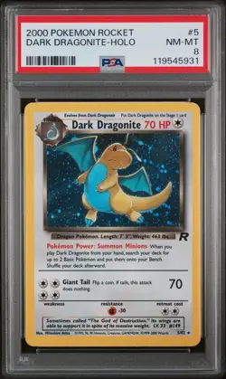 PSA 8 DARK DRAGONITE 5/82 | Team Rocket WOTC Holo Graded Pokemon Card - Image 1