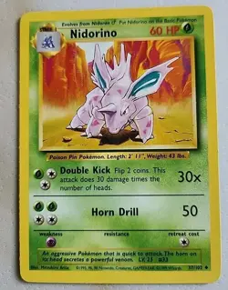 Nidorino 037/102 Base Set Regular NM Near Mint Pokemon - Image 1