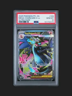2025 POKEMON PFL EN-PHANTASMAL FLAMES ULTRA RARE #109 MEGA CHARIZARD X EX PSA 10 - Image 1