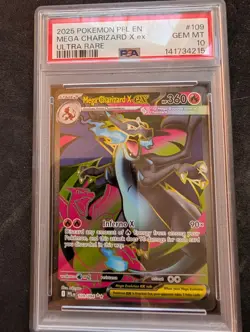 2025 POKEMON PFL EN-PHANTASMAL FLAMES ULTRA RARE #109 MEGA CHARIZARD X EX PSA 10 - Image 3