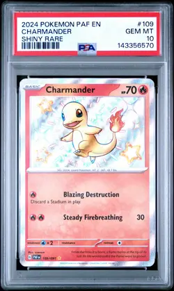 2024 POKEMON PAF EN-PALDEAN FATES SHINY RARE #109 CHARMANDER PSA 10 - Image 1