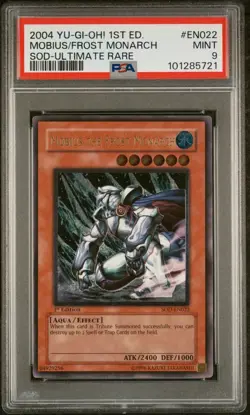 Yugioh Mobius The Frost Monarch Ultimate Rare PSA 9 SOD-EN022 1st Edition - Image 1