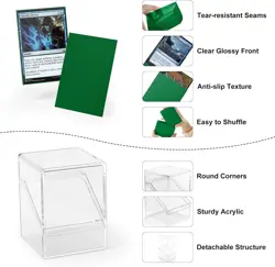 Standard Card Deck Box + 100 Sleeves Divider MTG Commander Storage Green - Image 5