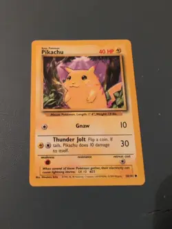 Pokemon Pikachu Card 58/102 Unlimited Common Base Set - Image 1