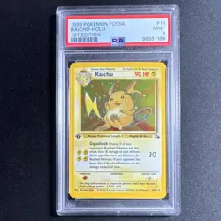 Pokemon TCG Raichu Holo Rare 1st Edition Fossil PSA 9 1999 #14/62 - Image 1