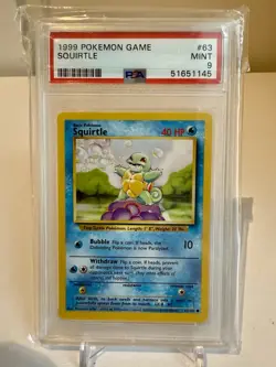1999 POKEMON GAME BASE SET UNLIMITED SQUIRTLE #63 PSA MINT 9 - Image 1