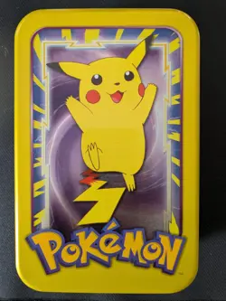 1999 Pokemon Topps TV Animation Edition Pikachu Tin with 7 Original Sealed Packs - Image 1