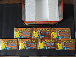 1999 Pokemon Topps TV Animation Edition Pikachu Tin with 7 Original Sealed Packs - Image 2