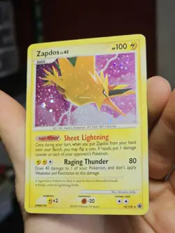 Zapdos 14/100 Holo Rare Pokemon Majestic Dawn Heavily Played HP - Image 2