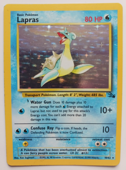 Lapras Pokemon Card Holo WOTC 10/62 Fossil Set Rare Vintage 1999 Original MP - Image 1